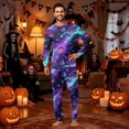 thumbnail image 2 of Halloween Family Pajamas Set Long Sleeve Crew Neck, Soft Matching Halloween Pajamas with Galaxy Ghost Print, Cute Family Halloween Pajama Set for Party, 2 of 6
