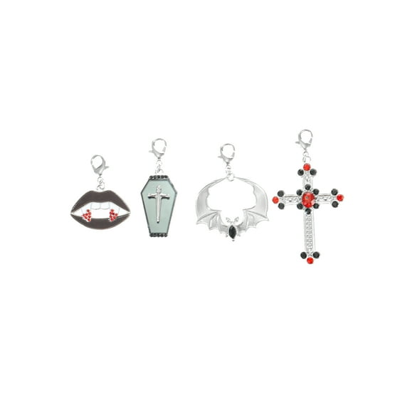 Way to Celebrate Halloween Silvertone Gothic Novelty Charm Set, 4 Pieces
