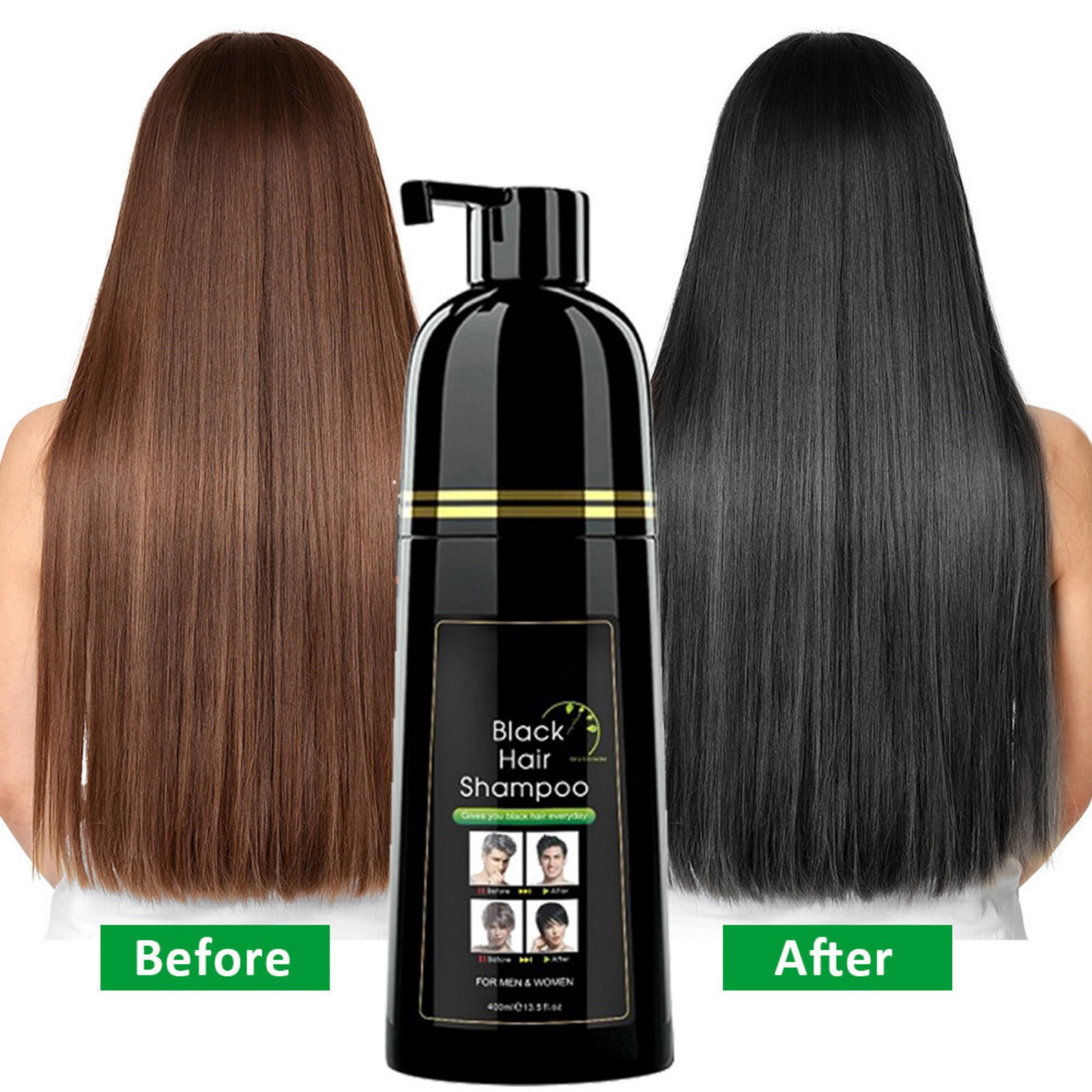 Black Hair Dye Shampoo Instant Black Hair Shampoo for Natural Hair, Hair Dye Shampoo for Men and Women Black Color/Simple to Use/Lasts