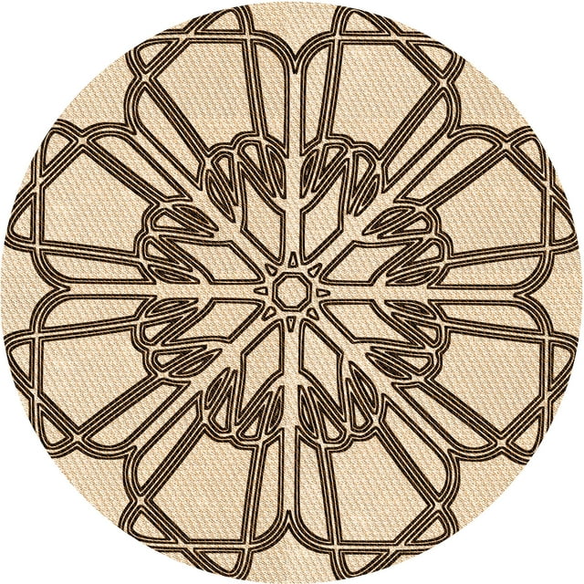 Ahgly Company Tapis d'Intérieur Ronds Transitionnels Lavables à la Machine, Brun Terre de Sienne, 7 Pieds Rond