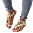 thumbnail image 3 of Sandales pour Femmes 2025 Femmes Plates Florales Roma Sandale Compensées pour Femmes Gougounes Sandales Boho Sandales Plates pour Femmes Chaussures Décontractées Sandales en Raphia Femmes Sandales pour Femmes Sandales pour Femmes Sandales, 3 of 9