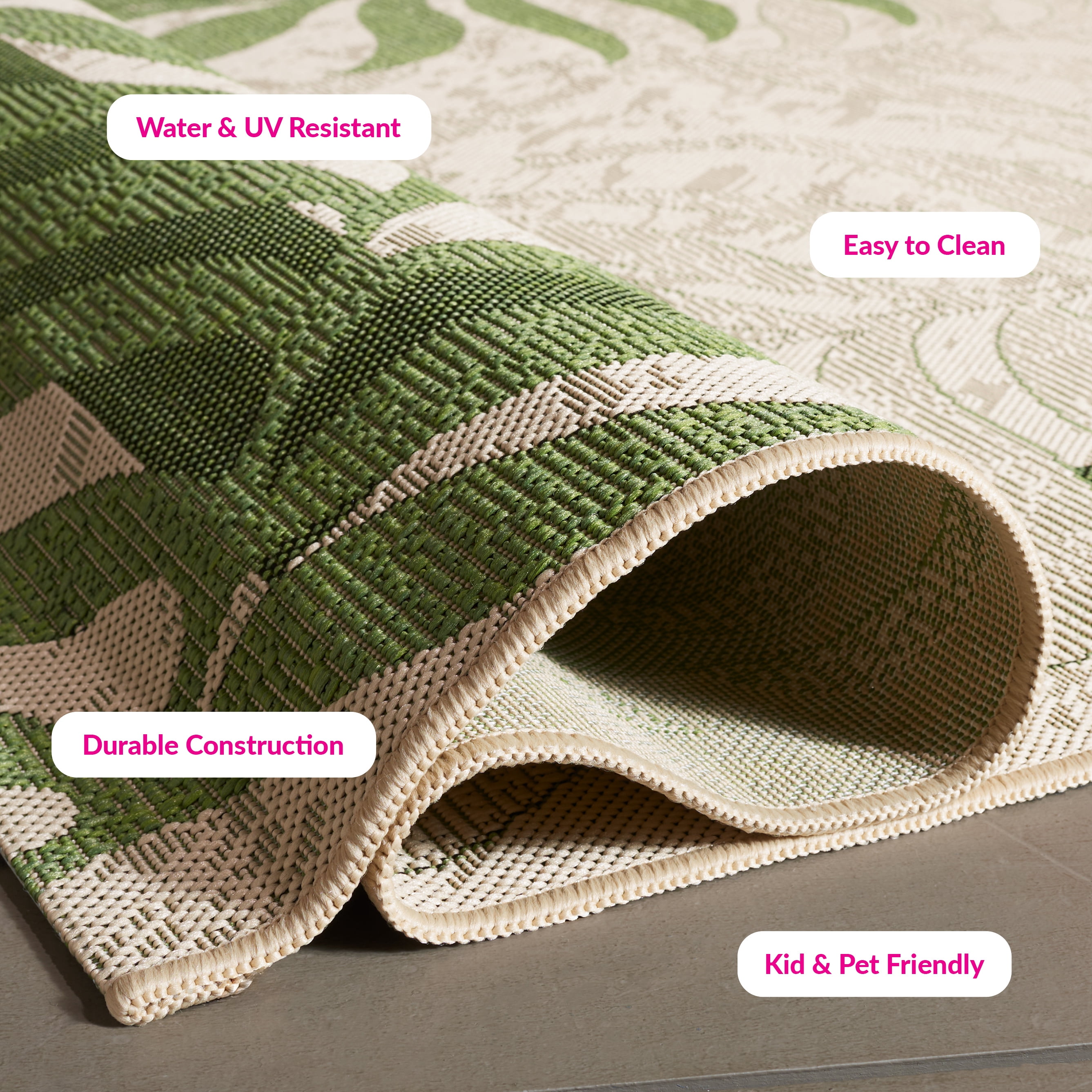 Safavieh Courtyard Cailyn Floral Indoor/Outdoor Area Rug, Cream/Green, 5'3" x 7'7"