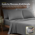 thumbnail image 4 of 6 Piece Printed Sheet Set, Deluxe Ultra Soft 1500 Series, Double Brushed Microfiber -Pinstripes Gray, California King, 4 of 5