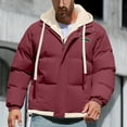 thumbnail image 4 of Maoxin Mens Jacket Men's Solid Color Thick Dake TwoLayer Windproof Pocket Zipper Hooded Outdoor Jacket Jackets for Men , Wine , L, 4 of 6
