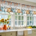 thumbnail image 2 of Harvest Pumpkin Curtain Valance for Windows 2 Pack, Fall Thanksgiving Orange Blue Eucalyptus Leaves Wood Short Curtains Window Treatments for Kitchen Bathroom Living Room Bedroom,42x18 Inch, 2 of 7