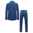 thumbnail image 4 of i.Finelong Men's Blue Linen-Blend Slim-Fit 2-Piece Suit Set - Breathable Professional Business Interview Formal Outfit (Jacket & Pants), 4 of 7