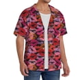 thumbnail image 2 of KLL Red Lips Kissing Print Men's Shirt Short Sleeve Button Down Summer Cuba Beach Shirts- Large, 2 of 5