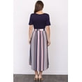 thumbnail image 4 of Navy Short Sleeve Pink Stripe Sash Midi Dress_Plus, 4 of 4