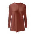 thumbnail image 4 of Women's Crewneck Long Sleeve Sweater with Pockets Side Slit Hem Loose Fit Knit Top Fall Winter Fashion 2025 Casual Comfort Outfits Brick Red L, 4 of 4