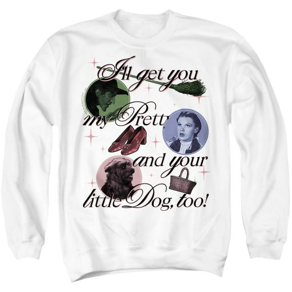The Wizard of Oz I'll Get You My Pretty Unisex Adult Crewneck Sweatshirt, White, Small