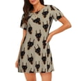 thumbnail image 1 of Fotbe Cute Black Dog Bata de Dormir para Mujer con Estampado, Camisón de Algodón de Manga Corta, Ropa de Dormir Casual, 1 of 6