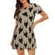 thumbnail image 1 of Fotbe Cute Black Dog Bata de Dormir para Mujer con Estampado, Camisón de Algodón de Manga Corta, Ropa de Dormir Casual, 1 of 6