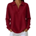 thumbnail image 2 of FAHUOMU Women's Waffle Knit Top Long Sleeve V Neck Shirts Soft Lightweight Collared Outfits Casual Fall Fashion Blouses, 2 of 10