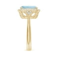 thumbnail image 3 of ANGARA Natural Cushion 2.45 ct Aquamarine Halo Ring with Trio Diamonds in 14K Yellow Gold for Women (Size-10x8mm) | March Birthstone, Anniversary, Jewelry Gift for Women | Natural Aquamarine Ring, 3 of 9