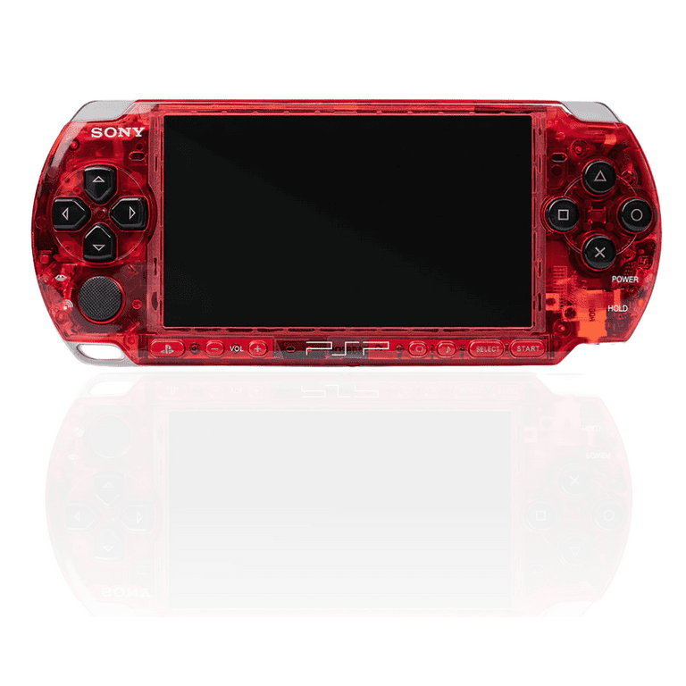 Restored Sony PSP 3000 Clear Red Handheld Gaming Console