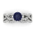 thumbnail image 2 of Clara Pucci 14K White Gold Round Cut 1Ct Simulated Blue Sapphire Engagement Ring + Matching Band - Luxury Box Included, 2 of 7
