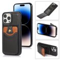 thumbnail image 1 of For Iphone 14 Pro Soft Skin Wallet Bag Phone Case(Black),iPhone 16 Pro, 1 of 6