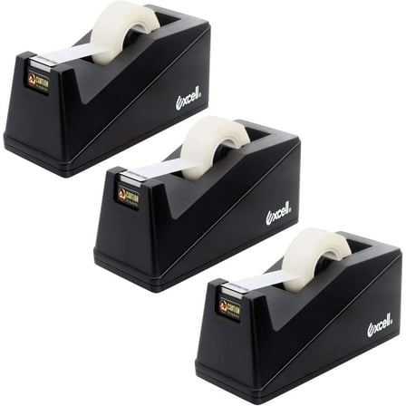 Excell Desk Tape Dispenser (1" core) with Non-Skid Base, Desktop Tape Dispenser Design for Home, Office, Gift Store and Wrapping Purpose - 3Pack