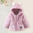 thumbnail image 2 of Gibobby Chamarra de forro polar para niños y niñasRecién Nacido Bebé niñas Chaqueta Con De Animados Orejas De Con Capucha Ropa De Abrigo Con Cremallera A(Morado, 9-12 Meses), 2 of 5