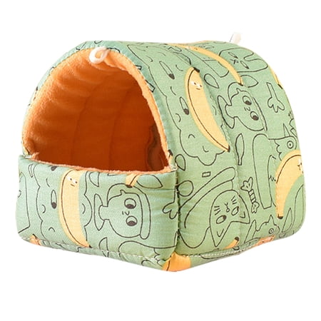 Feelers Hamster Bed, Small Animal House Hideout, Multifunctional Hangable Hammock Guinea Pig Bed (Funny Banana, M)