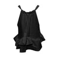 thumbnail image 6 of Women Summer Tops Women's Summertime Fashion O-neck Vest Layered Ruffles Print Sleeveless Top Camisoles Women Pack V Neck Shirt Juniors C9 Top Creme Bodysuit Thin Strap Out Tops Tube Cute Black XL, 6 of 6