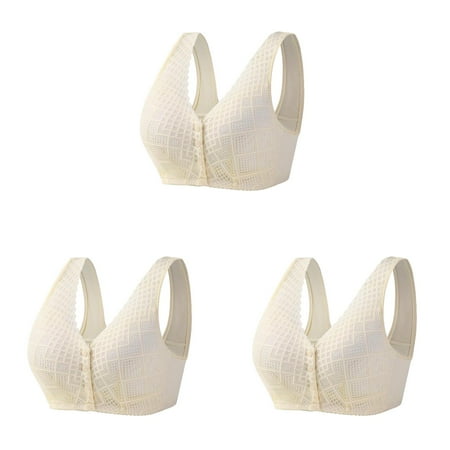 mens No Steel Ring Sports Bras Pack for Women Front Close Bra T Womens Bras Push Up Plus Size Back Plus Size Seamless Womens Wireless Bra Unlined Bra for ceangrtro B (3Packs) B (3Packs)