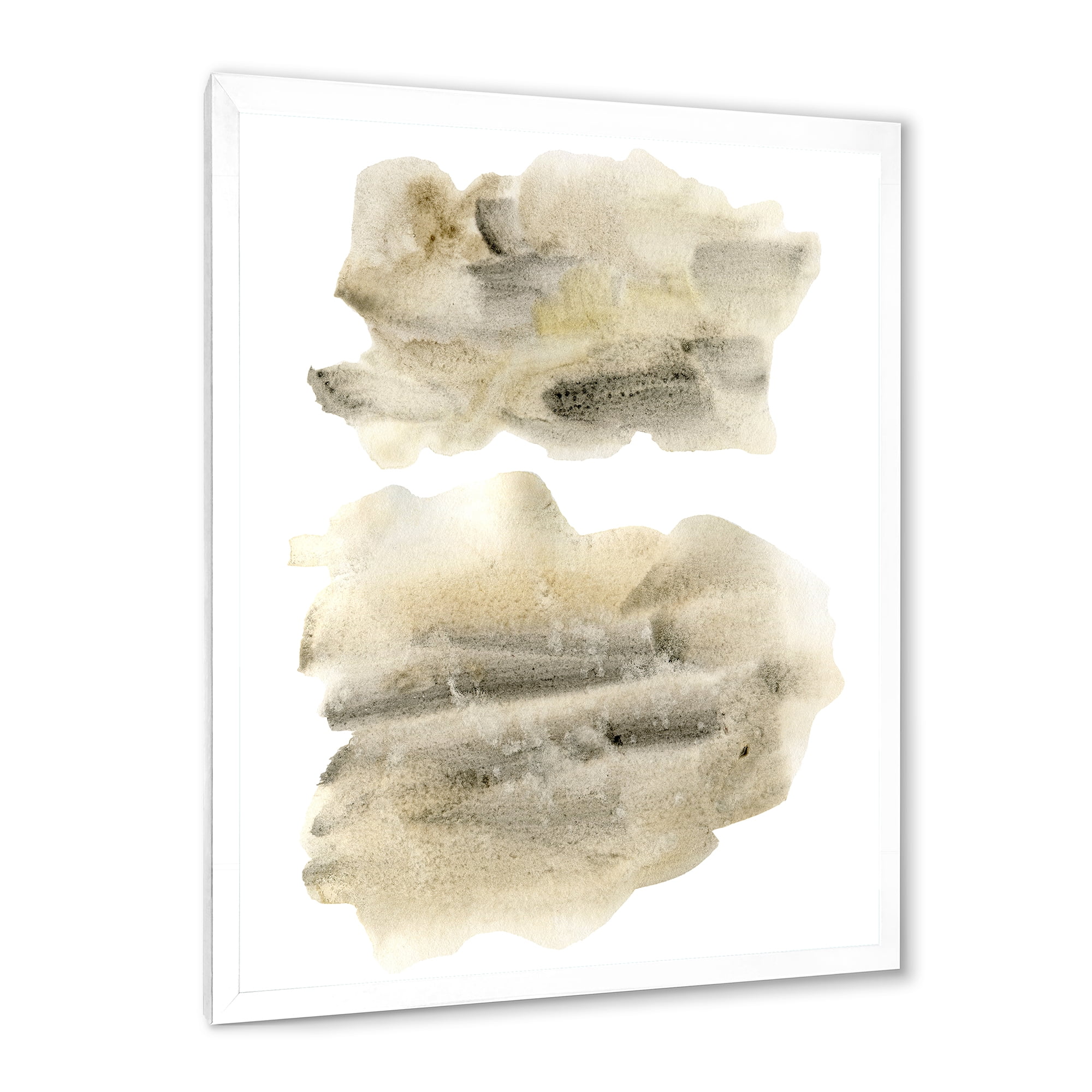 Designart 'Beige and Black Clouds' Modern Framed Art Print