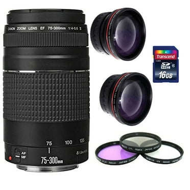 Canon Zoom Telephoto EF 75-300mm f/4.0-5.6 III Lens 16GB Accessory Kit