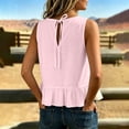 thumbnail image 6 of Pounoo Tank Tops for Women Crew Neck Ruffle Hem Sleeveless Tops for Women Relaxed Fit Beach Resort Cute Casual Tops for Women, 6 of 7