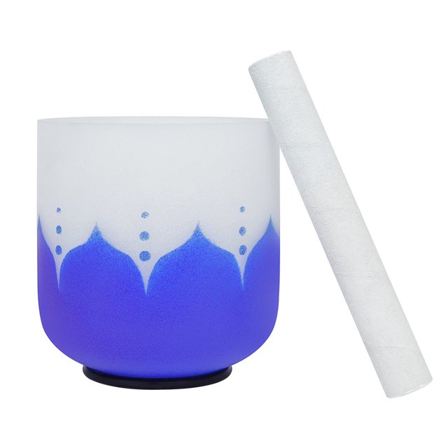 Cuenco De Cristal Cuenco de canto de cristal de loto azul Cuenco de canto esmerilado despresurizado (seis) Ehuebsd Para Estrenar