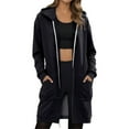 thumbnail image 2 of Jamsmile Womens Zipper Hoodies Long Coats Hooded Sweatshirts Winter Warm Pullovers Outerwear Loose Tops Outerwear Coats, 2 of 4