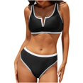 thumbnail image 4 of Conjunto de Traje de Baño de Color Sólido para Mujeres, una Pieza Conservadora con Correas de Hombro Anchas, Bloqueo de Color Del Pecho Y División Lateral para la Playa, Desgaste de Verano, 4 of 7