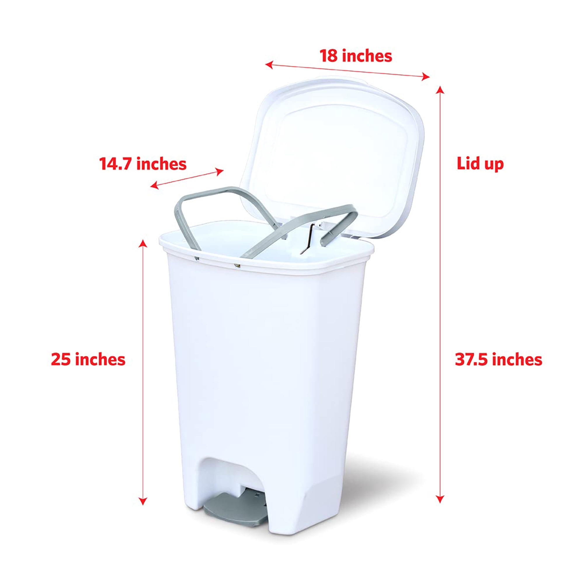 Open Box Glad Kitchen Trash Can w/Lid, Foot Pedal & Garbage Bag Rings, 13 Gal,