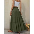 thumbnail image 4 of yillto Women's Maxi Skirt Tiered Long Skirts A Lined High Waist Summer Vacation Boho Flowy Skirts with Pockets, 4 of 5