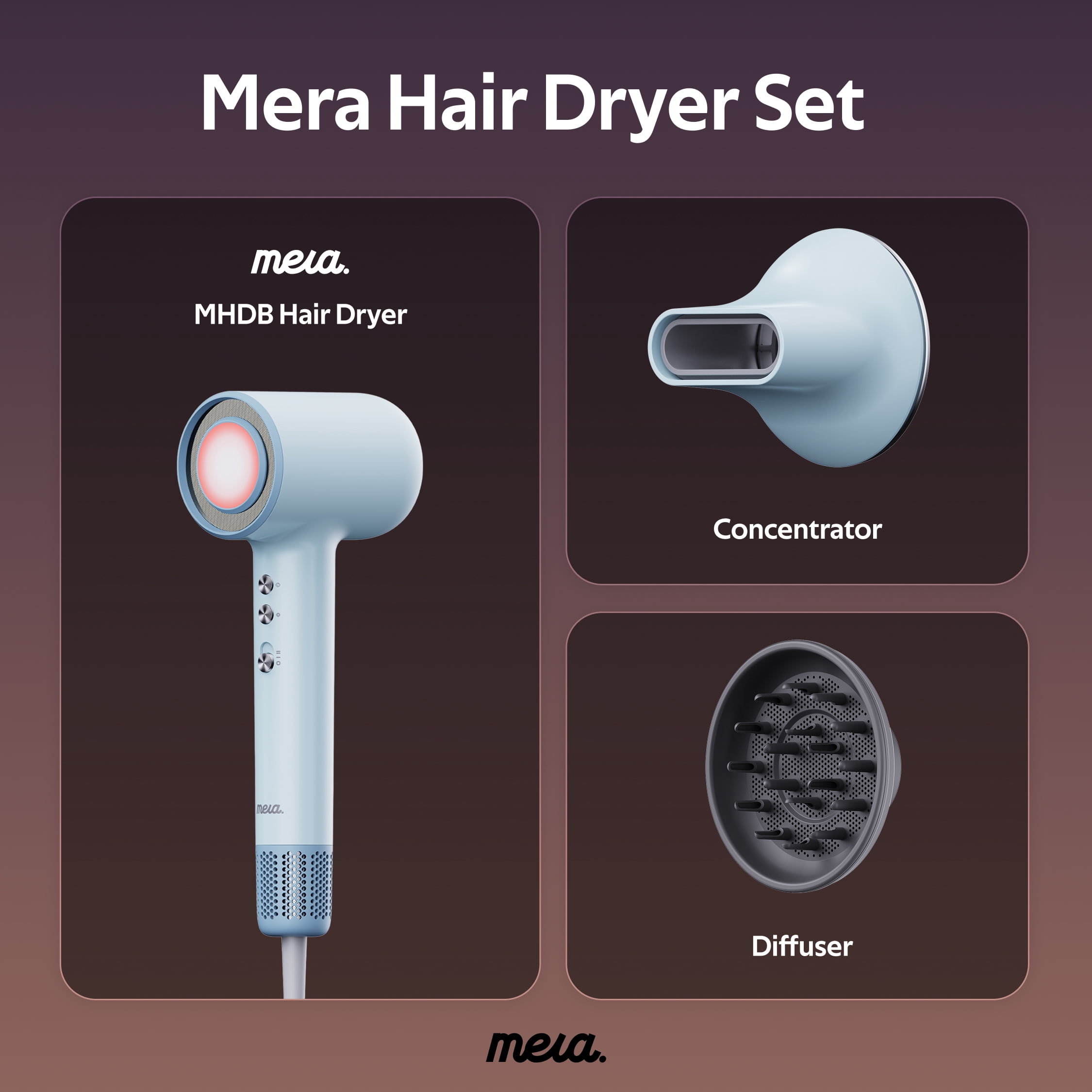 Mera Bi-Ionic High Speed Hair Dryer, Azure Mist