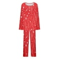 thumbnail image 7 of Hueook Womens Christmas Pajamas Women Christmas Fashionable and Casual Loose Printed Round Neck Button Up Long Sleeved Pants Pajama Set Multicolor 2X, 7 of 7