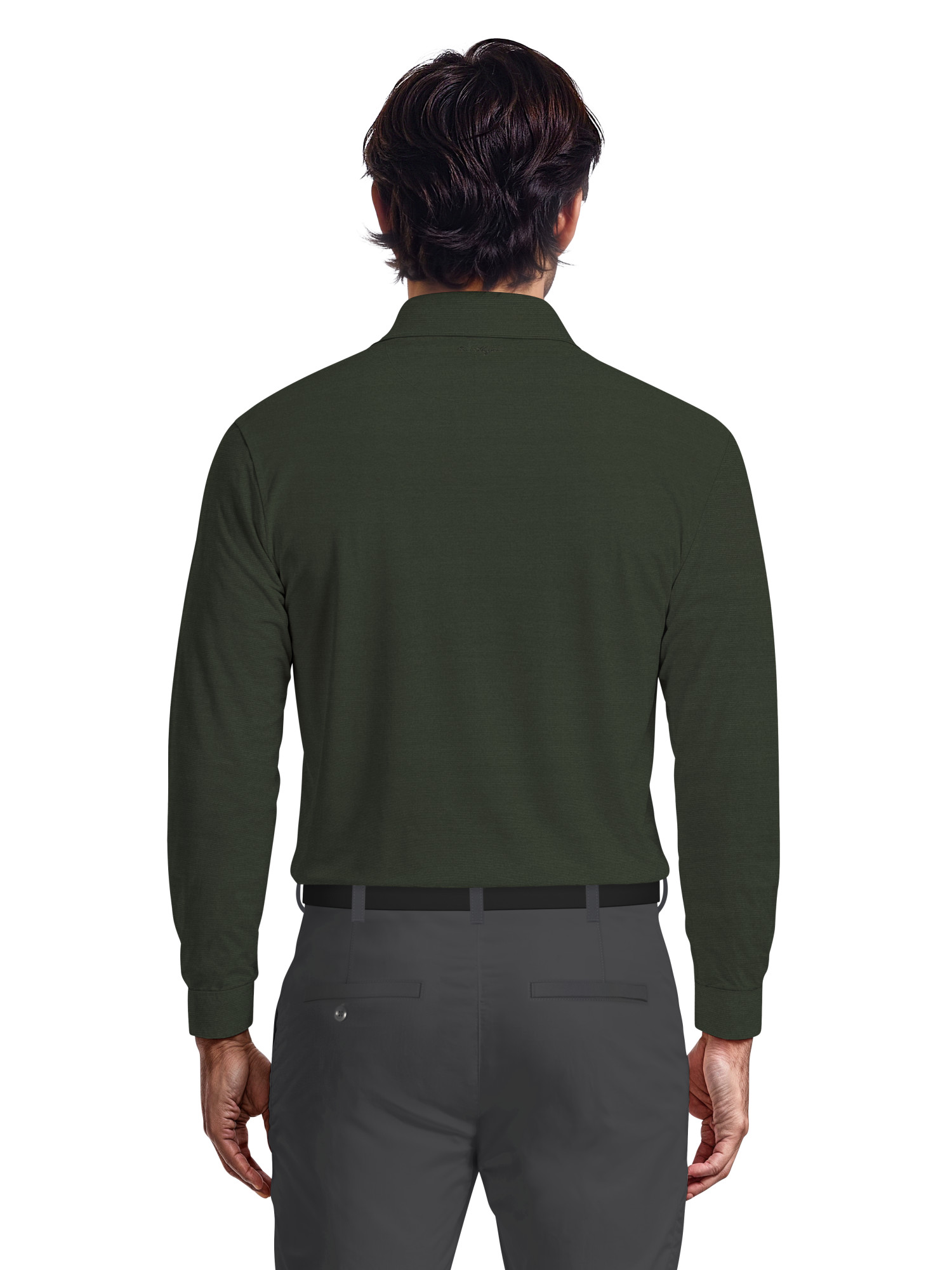 Ben Hogan Men's & Big Men's Performance Long Sleeve Heather Stripe Polo – Moisture Wicking, Easy Care, S-5XL