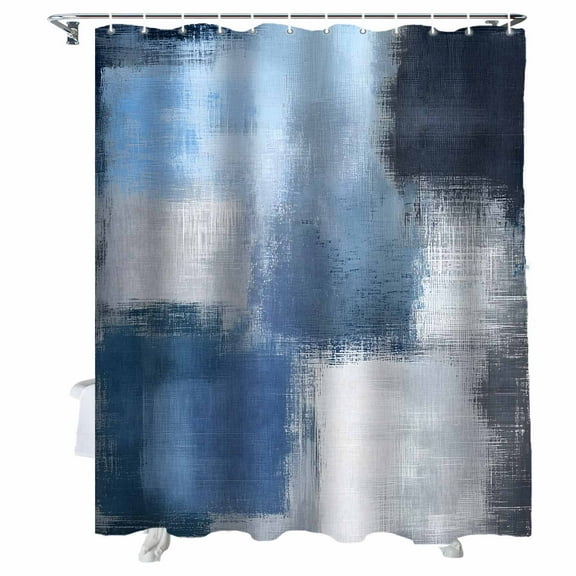 Shower Curtains Ombre Black Blue Painting Bath Curtain Abstract Art Waterproof Bathroom Shower Curtain Set with Hooks Decoration 36 x 72 Inches
