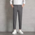 thumbnail image 2 of USNSM Men's Suit Pants Slim Fit Dress Pants for Men Daily Commuting Straight Leg Trousers Vintage Lightweight Casual Pants Gray M, 2 of 5