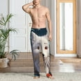 thumbnail image 2 of Pofeuu White Wolf With Flowers Print Men's Pajama Pants, Soft Lounge Pajama Pants with big pockets for Men Plaid Pj Bottoms-Large, 2 of 6