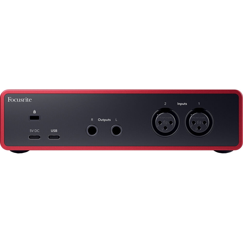 Focusrite Scarlett 2i2 USB-C Audio Interface (4th Generation) with Tripod Mic Stand + Boom, Headphone Holder, Pop Filter & 2x XLR Cable Bundle