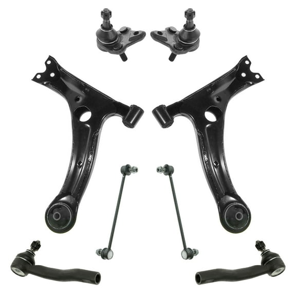 TRQ 8pc Suspension Kit Lower Control Arms Ball Joints Sway Bar Links Tie Rods PSA64990 Fits select: 2003-2008 TOYOTA COROLLA