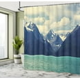 thumbnail image 4 of Ambesonne Mountain Shower Curtain, Northern Norway Harbor, 69"Wx75"L, Almond Green Dark Blue, 4 of 4