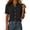Black, variant on Staron Women Button Down Short Sleeve Blouse Casual Linen Top V-Neck Ruffled Solid Basic Loose Fit Summer Shirt, Light Blue M