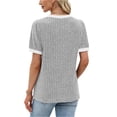 thumbnail image 3 of Womens Tops Short Sleeve Shirts Loose Fit Trendy Summer Outfits Dressy Casual Spring Clothes Lightweight Sweaters Light Gray L, 3 of 6