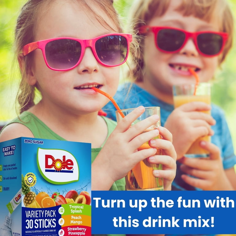 Dole Powdered Drink Mix Variety Pack 30 Sticks 1 Box, Zero Sugar