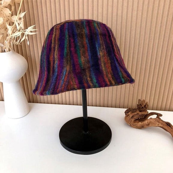 COCOpeaunt Fashion Wearing Cap Visor Rainbow Color Bucket Hat Women Flat Sun Hat Reversible Sun Fisherman Hat Women Panama Outdoor Lady Cap