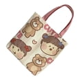 thumbnail image 2 of Bolso de lona para mujer, bolsa de tela para compras de gran capacidad, reutilizable, con bonito patrón de dibujos animados, tipo 1, tamaño libre, 2 of 12