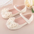 thumbnail image 2 of KPOPLK Girls Mary Jane Dress Shoes Ballerina Flats for Princess Uniform Shoes for Little/Big Kids with Ankle Strap Bowknot Shoes Size 1.5,Beige, 2 of 6