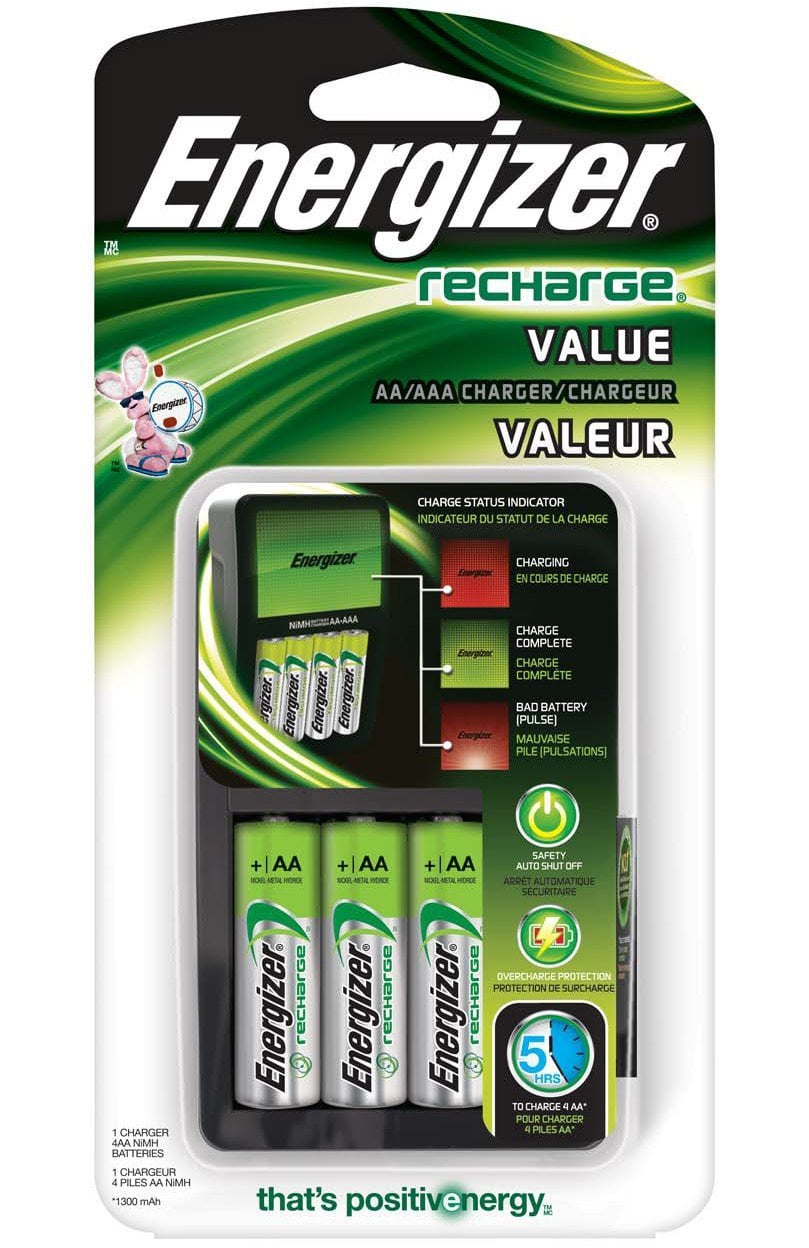Recharge Value Charger with 4 AA NiMH Rechargeable Batteries Included